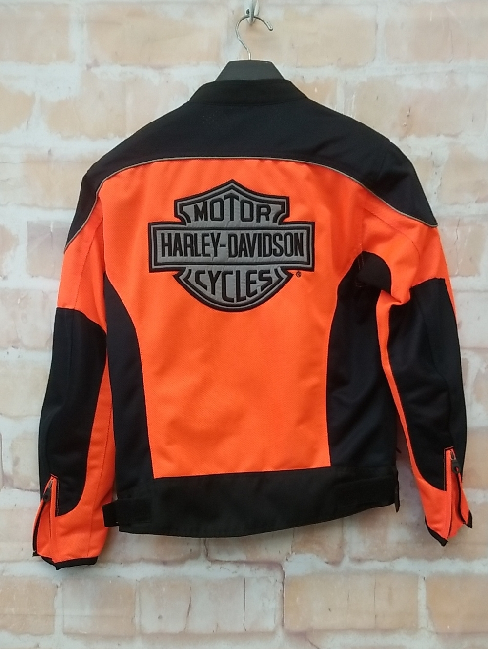 High-Visibility Orange & Black Women's Motorcycle Jacket - Picture 4 of 5
